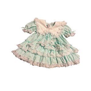 Vintage Lilo Infant Dress XL Mint Green Lace Ruffles